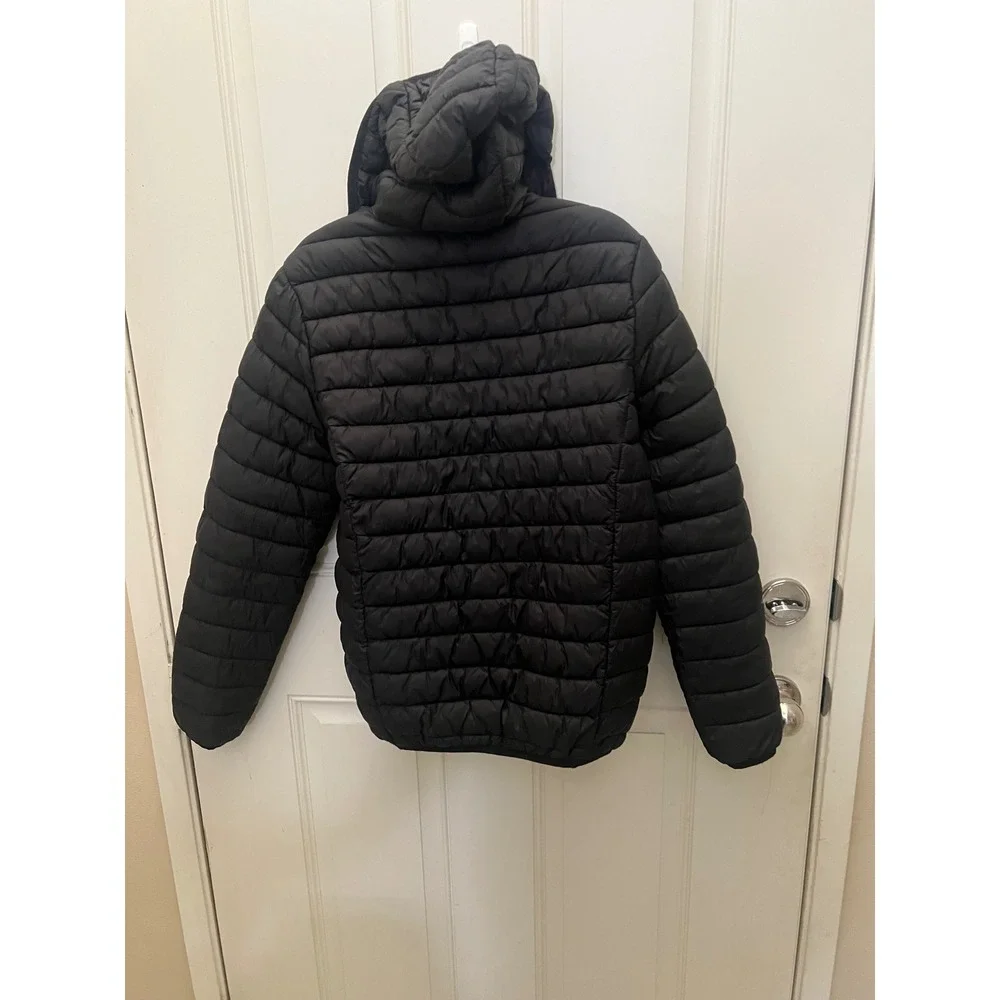 H&M Mens Black Lightweight Slimfit Hooded Gorpcore Winter Puffer Jacket Sz Sm